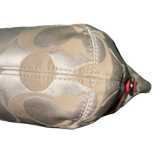 Coach Canvas Signature Horses and Carriage Hobo Tote Bag- Pink/Khaki - Picture 12 of 16